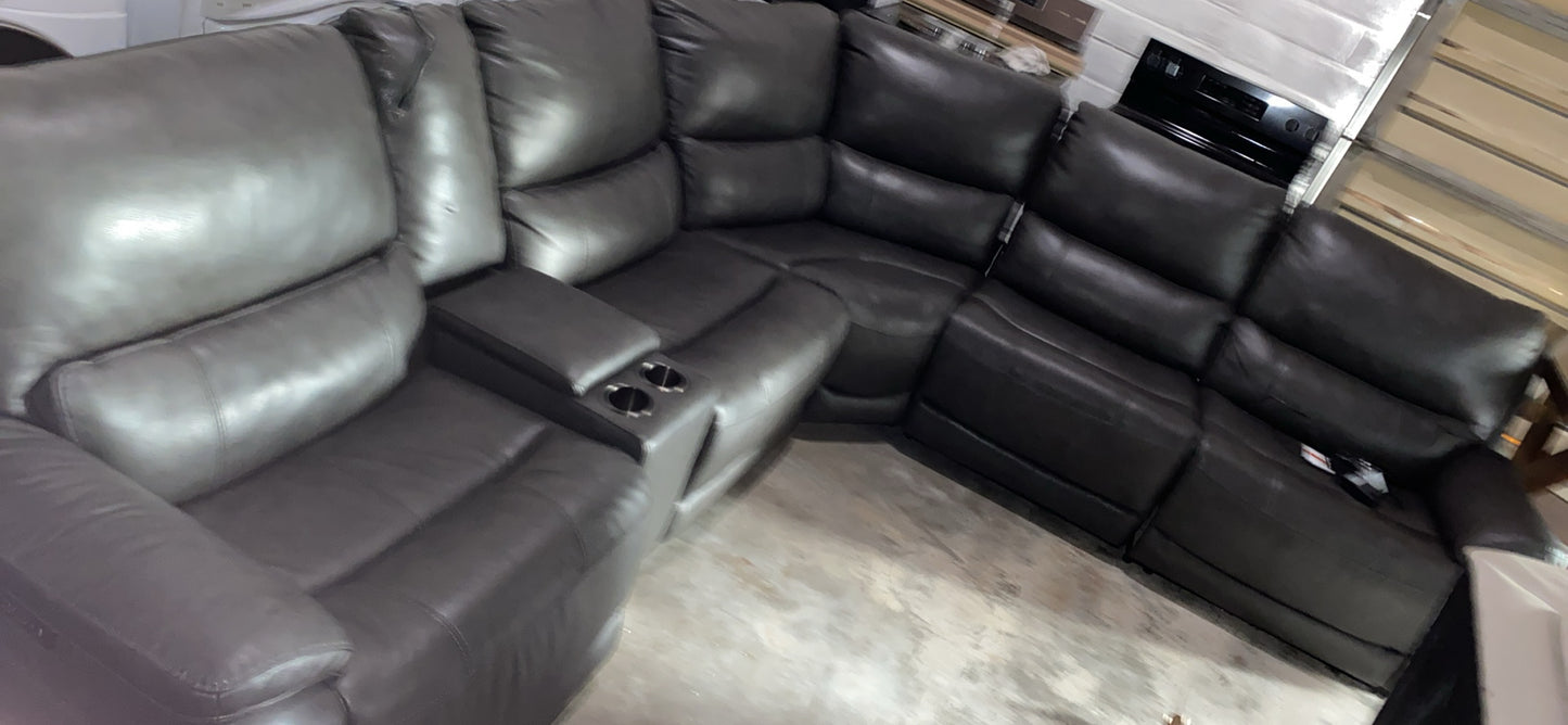 Overstock - Wylder Leather Power Reclining Sectional with Power Headrests