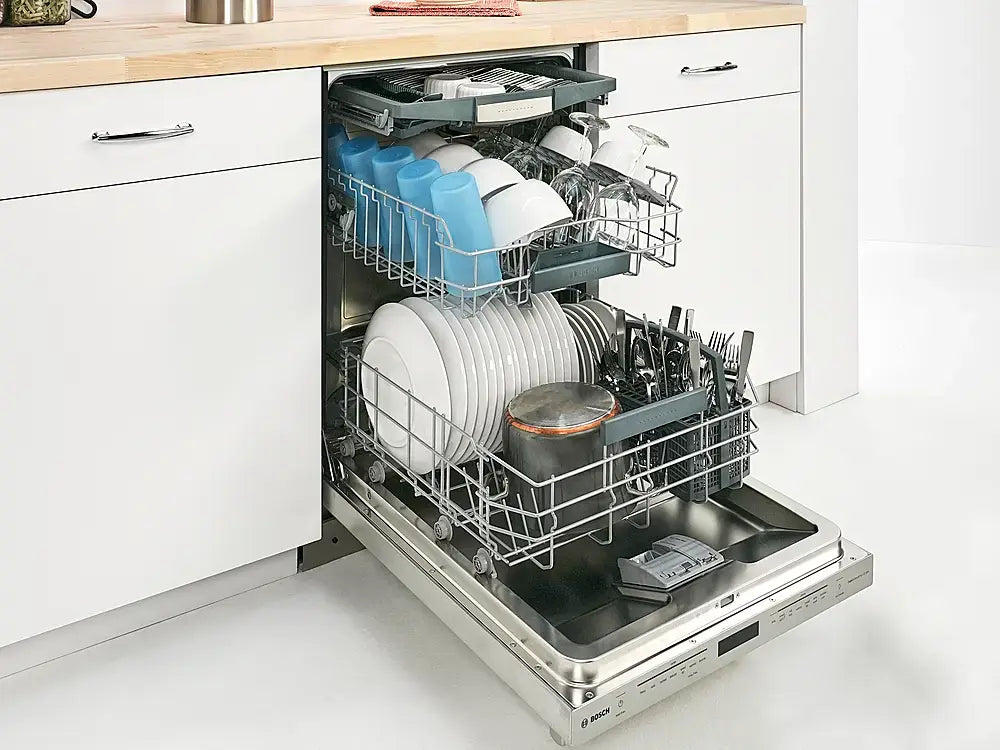 Bosch - 800 Series 24” Top Control Smart Built-In Stainless Steel Tub Dishwasher with Flexible 3rd Rack - Stainless Steel