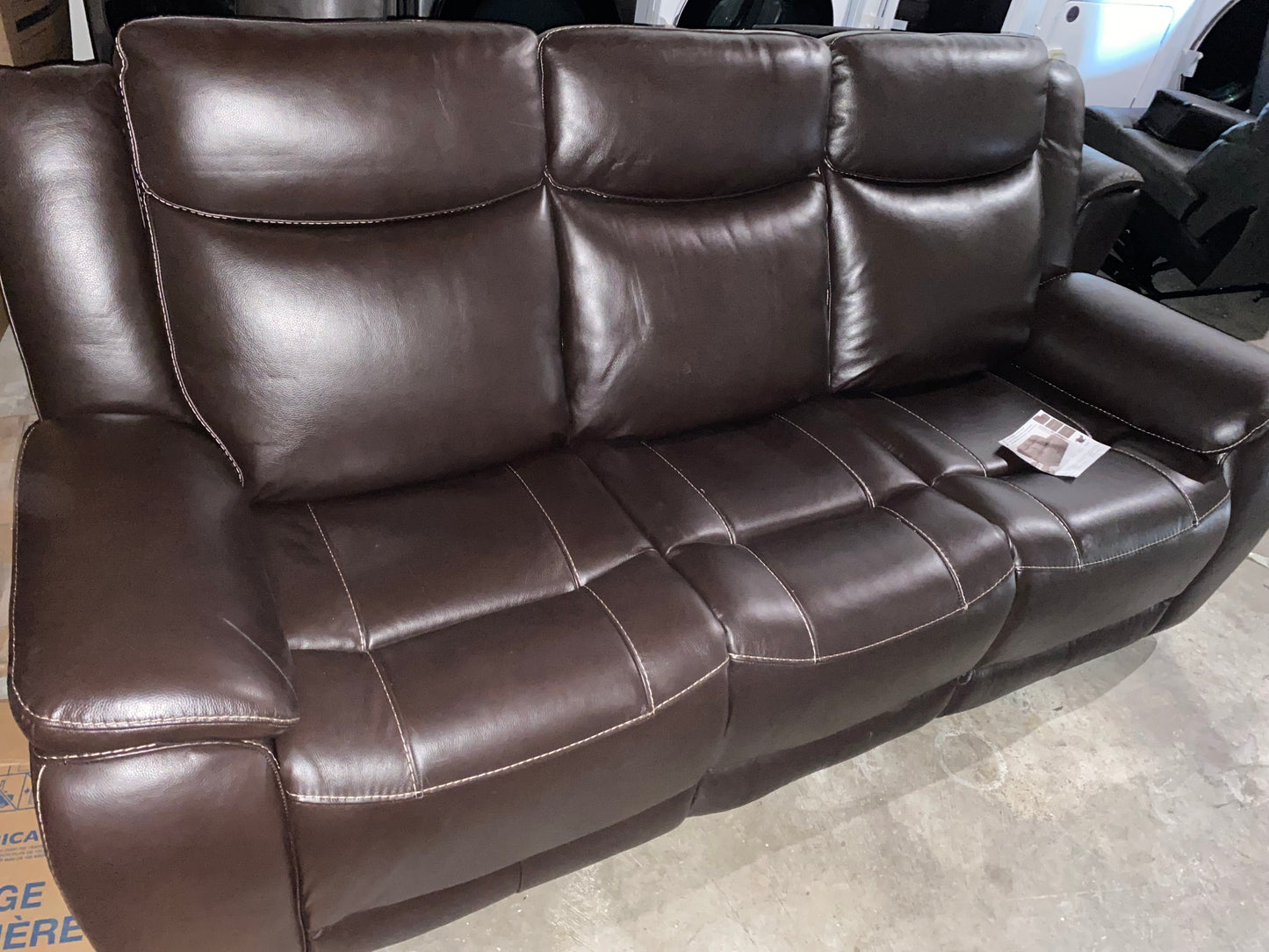 Unused/Overstock Harvey Leather Power Reclining Sofa with Power Headrests