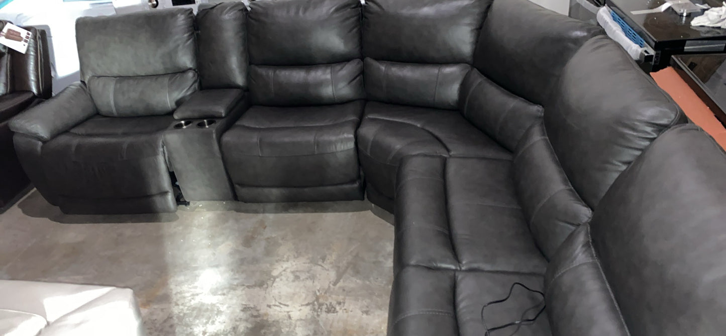 Overstock - Wylder Leather Power Reclining Sectional with Power Headrests