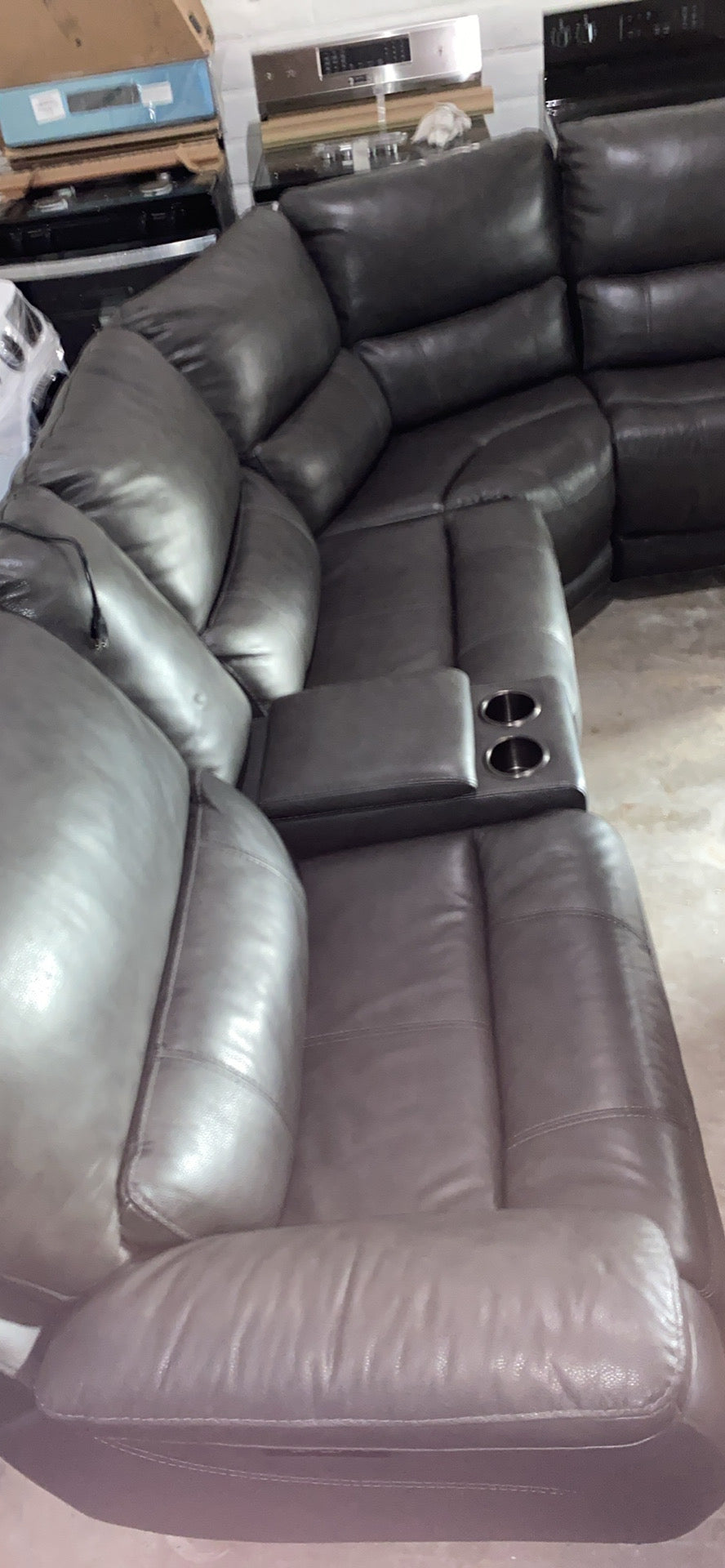 Overstock - Wylder Leather Power Reclining Sectional with Power Headrests